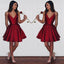 Burgundy Short Cute Simple Spaghetti Straps Homecoming Dress IN201