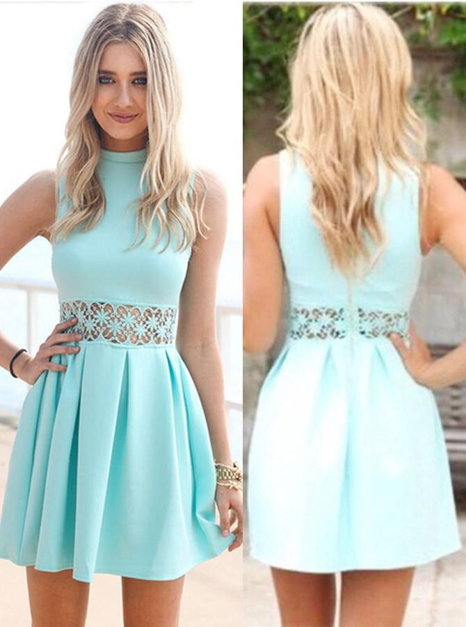 Modest Blue Short Prom Dresses,Cute A Line Junior Homecoming Dresses IN335