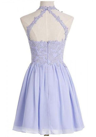 Charming Chiffon A Line Short Homecoming Dress,Sexy Prom Dresses With Appliques IN458
