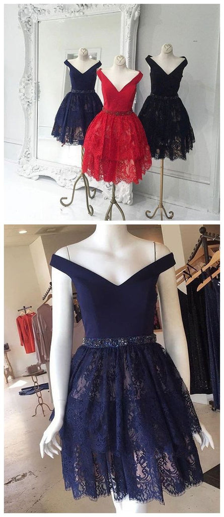 stunning New Arrival Princess V-neck Lace Short Homecoming Dresses,Prom Dress IN358
