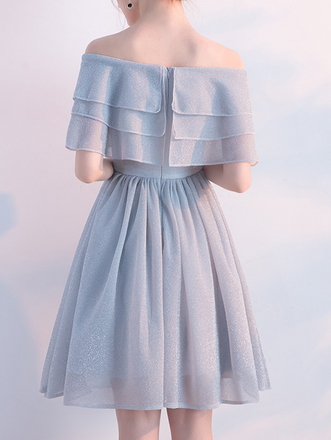 Elegant Short Off Shoulder Chiffon Homecoming Dresses,Cocktail Party Dresses IN469