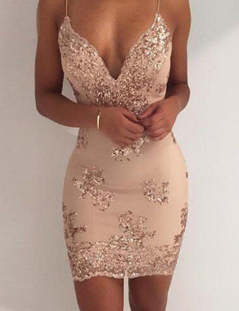Sexy Sequin Sheath Spaghetti Straps Homecoming Dress,Cocktail Party Dresses IND49