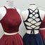Burgundy Short Two Piece Prom Dress,Short Navy Blue Homecoming Dress IN488