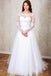 Simple A-line Long Sleeves White Tulle Lace Top Long Wedding Dresses INA47