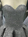 Sweetheart Gray Sleeveless Long Ball Gown Shiny Sequin Prom Dresses IN841