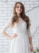 White Long Half Sleeve Chiffon Wedding Dress,Lace Beach Floor-Length Bridal Dress IN618