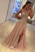 Sexy V Neck Split Side,Appliques A Line Long Prom Dress IN819