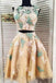 2 Pieces Lace Tulle Long Sleeve Homecoming Dress, Short Prom Gown INE11