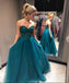 Sweetheart Beading A-Line Long Blue Tulle Cheap Prom Dresses IN957