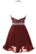 Chiffon Burgundy A Line Halter Homecoming Dresses With Beading,Short Prom Dress IN331