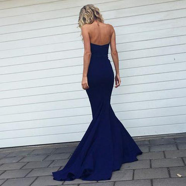 Sexy Mermaid Sweetheart Sweep Train Royal Blue Bridesmaid Dresses IN448