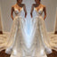 Sexy Deep V neck Lace Backless Bridal Dresses,Spaghetti Straps Beach Long Wedding Dress IN242