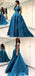 Unique Applique Formal A Line Blue Long Cheap Prom Dresses INF96