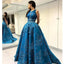 Unique Applique Formal A Line Blue Long Cheap Prom Dresses INF96