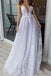 White Deep V Neck Beach Wedding Dresses Spahetti Straps Lace Bridal Dresses INP89