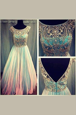 Unique Prom Dresses,Long Prom Dresses,Backless Prom Dresses,Beading Prom Dress,Tulle Prom Gowns,Prom Dresses For Girls