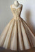 Elegant A-Line Straps Sweetheart Tea-Length Sleeveless Homecoming Dresses IND92