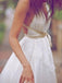 Sexy Boho V-Neck Backless Floor Length Lace Wedding Dress with Sash INB04