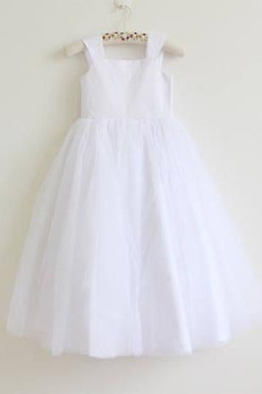 White Tulle Straps Long Simple Baby Girl Dress/Flower Girl Dresses IN208