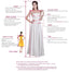 Lace A-Line Beading Ivory Half Sleeve Chiffon Long Wedding Dress IN597