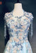 Light Blue Cap Sleeves Prom Dress with Beading, Formal Evening Dress INN42