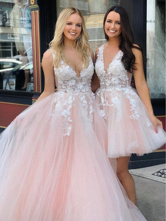 See Through Lace Appliqued Homecoming Dresses V Neck Short Hoco Dress INO13