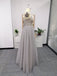Silver Spaghetti Straps Beaded Bodice Tulle A Line Prom Dress INS82