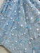 A-Line Lace Spaghetti Straps Long Light Blue Prom Dress INE42