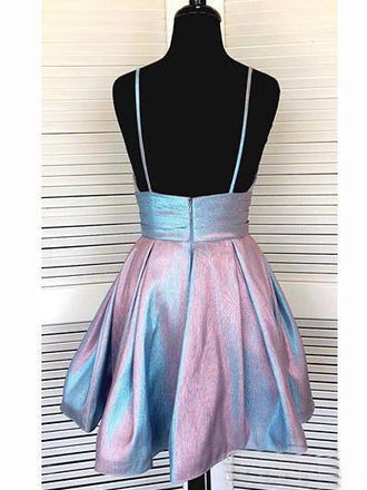 Spaghetti Strap Short Homecoming Dresses V-neck A Line Party Dress INO6