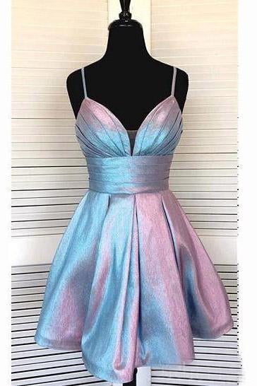 Spaghetti Strap Short Homecoming Dresses V-neck A Line Party Dress INO6