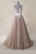 Spaghetti Straps Appliques Tulle A Line Long Prom Dresses Formal Evening Dresses INS14