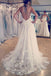 Deep V Neck Applique Wedding Dresses Ivory A Line Wedding Gowns INP88