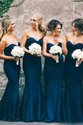 Sweetheart Mermaid Navy Blue Bridesmaid Dresses Wedding Party Dress INO15