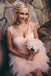 Knee Length Blush Colored Layered Tulle Short Ruffles Wedding Dresses IN557