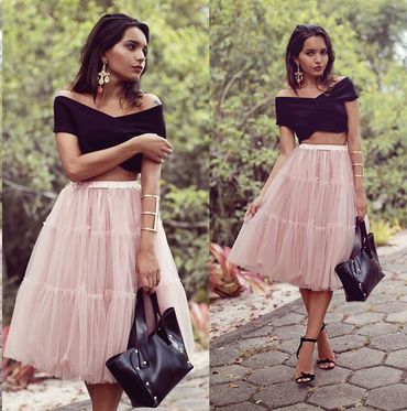 Two Piece Black And Pink Cheap Short A Line Tulle Homecoming Dress INC24