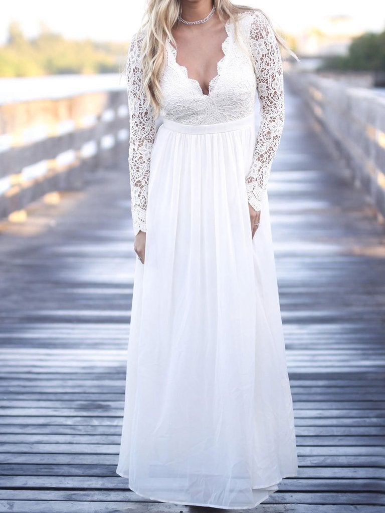 Lace Chiffon Bodice Burgundy Prom Dress,Long Simple Bridesmaid Dress with Long Sleeves IN381
