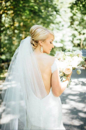 2 Tier Hip Length Blusher Wedding Veils WV6