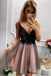 Stylish A Line V Neck Gray Short Homecoming Dresses With Appliques INO43