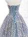 Blue and Gold Lace Ball Gown Prom Dresses, Sweet 16 Princess Quinceanera Dress INH63