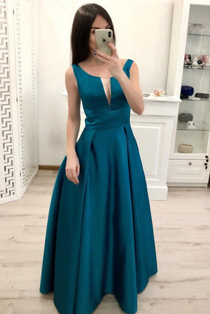 Simple A Line Satin Prom Dresses, Cheap Formal Dress For Teens INI19