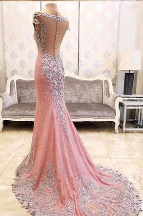 Luxury Mermaid Backless Pink Fashion Prom Dress,Sexy Party Dress,Formal Evening Dress IN617