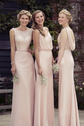 Sexy Chiffon A-Line stunning Cheap Pink Bridesmaid Dresses,Long Prom Dress IN237