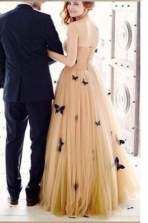 Beautiful Long Butterfly Sweetheart Ruffles Wedding Dresses Bridal Gown IN921