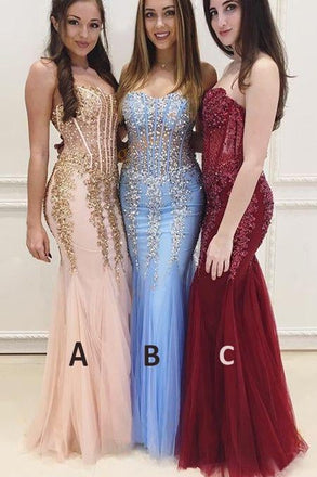 Long Cheap Sweetheart Prom Dress,See Through Mermaid Sexy Evening Party Dresses IN844