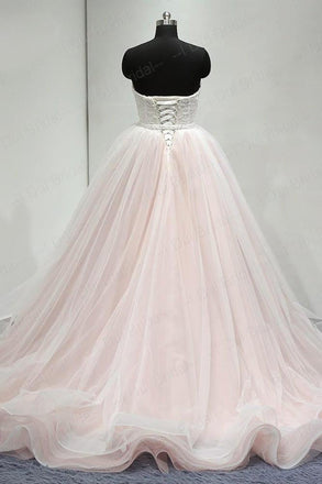 Sweetheart Lace Up Back Charming Affordable Long Pearl Pink Prom Dresses Ball Gown IN624
