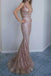 Mermaid V-Neck Backless Glitter Formal Evening Prom Dresses INN5
