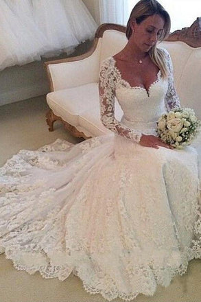 Gorgeous Ivory Lace Long Sleeves Bridal Dresses Wedding Dresses INP82