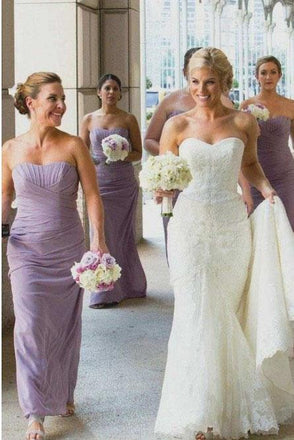 Sheath Sweetheart Floor-Length Lilac Ruched Chiffon Bridesmaid Dresses INS41