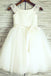 A-Line Round Neck White Flower Girl Dress with Sash Lace INP26