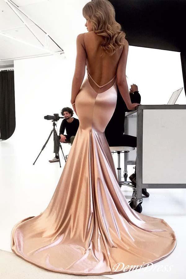 Mermaid Spaghetti Straps Sexy Prom Dresses. Cheap Formal Evening Dress INJ27